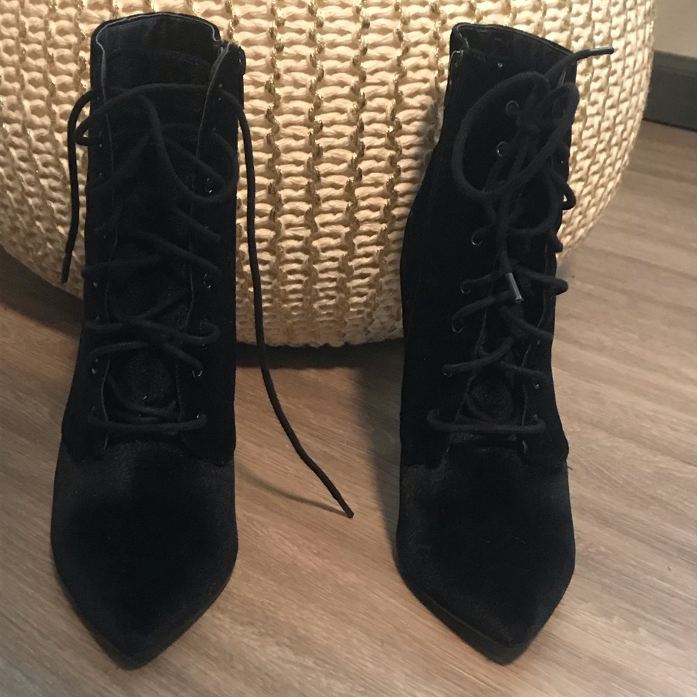 Velvet Lace Up Boots - Picture 2 of 3